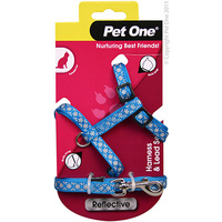 Harness/Lead Cat Reflect 10mm Blue