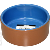 Bowl Small Animal Terracotta and Blue Glaze 450mL