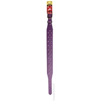 Leather Collar 3-Stud Purple 45cm