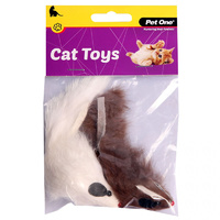 Mini Furry Mice 5cm Brown & White (2 Pack)