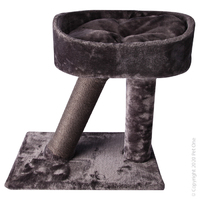 Cat Scratcher with Sisal & Velvet Bed Charcoal