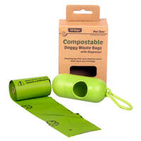 Pet One Compostable Doggy Waste Bags With Dispenser 20 bags