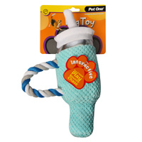Dog Toy Blue Bottle with Straw