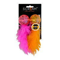 Scream Ball with Feather Orange & Pink