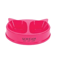 Scream CAT FACE DOUBLE BOWL 2 x 350ml Loud Pink