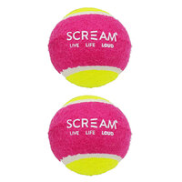 Scream Tennis Ball Medium Pink & Green (2 Pack)