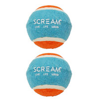 Scream Tennis Ball Medium Orange & Blue (2 Pack)