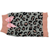 Zeez Pink Leopard Coat with Bow 45cm