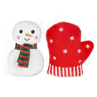 Snuggle Pals Christmas Snowman & Mitten Plush Cookies - 2pk Dog Toy