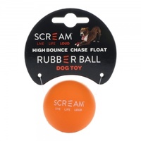 Scream RUBBER BALL DOG TOY Loud Orange - Small 5cm
