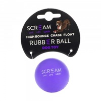 Scream RUBBER BALL DOG TOY Loud Purple - Medium 6.5cm