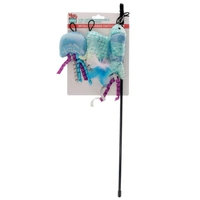 Kitty Play 3-in-1 INTERCHANGABLE CAT TEASER WAND METALLIC SPARKLE SEASIDE CRITTERS 46cm (Pole), 80cm (Dangle)