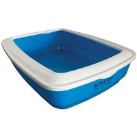 Litter Tray Rectangle with Rim Blue