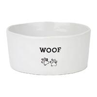 Barkley & Bella Woof Ceramic Dog Bowl Cream Large