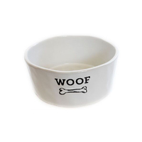 Barkley & Bella Woof Ceramic Dog Bowl Cream Small