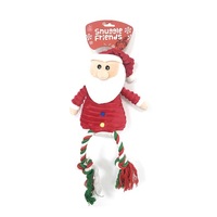 AllPet Xmas Snuggle Santa with Rope Legs Dog Toy