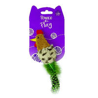 Pounce N Play Mini Plush Chicken With Feathers Cat Toy