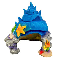 Shell House Aquarium Ornament Blue