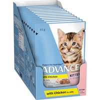 Advance Kitten Wet Cat Food with Chicken in Jelly 85g (12 Pouches)