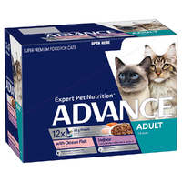 Advance Adult Cat Food Ocean Fish/ Chicken & Turkey 12x 85g 