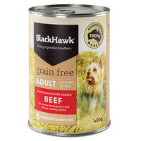 Black Hawk Grain Free Adult Beef Dog Food Can 400g