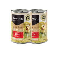 Black Hawk Grain Free Adult Beef Dog Food Can 400g 2 Pack