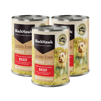 Black Hawk Grain Free Adult Beef Dog Food Can 400g 3 Pack