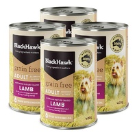 Black Hawk Grain Free Adult Lamb Dog Food Can 400g 4 Pack