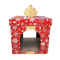 Kazoo Kitty Christmas Present Box Cardboard Cat Scratcher