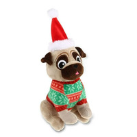 Kazoo Christmas Pug Plush Dog Toy