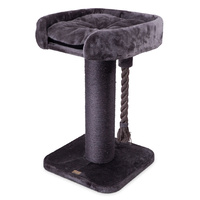 Kazoo High Bed with Rope Plush Charcoal Cat Scratcher