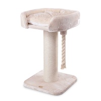 Kazoo High Bed with Rope Plush Cream Cat Scratcher