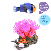 Bubbling Pink Soft Coral with Floating Fish Ornament