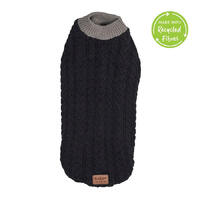 Kazoo Black Cable Knit Dog Coat 27cm