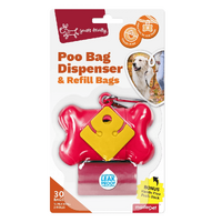 Yours Droolly Poo Bag Dispenser Red Bone 30 Bags