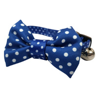 Soapy Moose Cat Collar Blue and White Dots with Bow